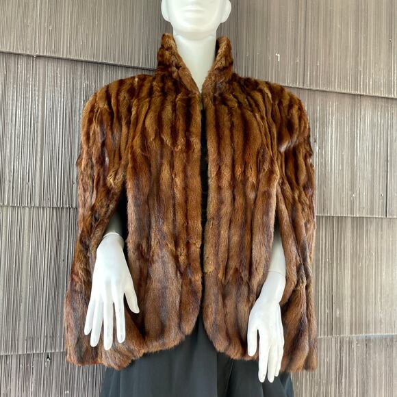 🔥VTG 1940s Genuine Mink? Fur Soft Luxurious Cape Capelet Coat Hollywood M-XXL - Picture 1 of 17